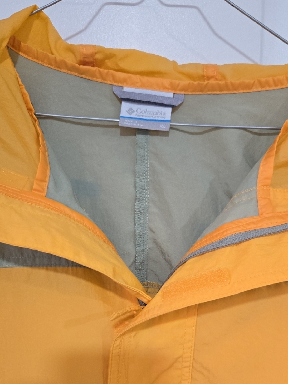 Columbia Challenger Anorak Windbreaker XL Yellow Mens Packable Jacket - Picture 3 of 6